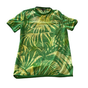 INC men's size small mesh green tropical shirt